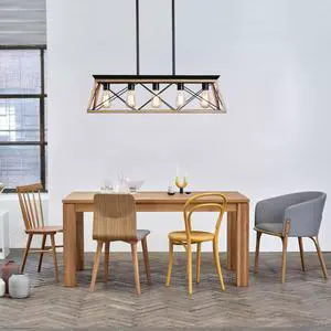 32" Oak industrial 5-Light Pendant Chandelier, Modern Metal Cage Design, Adjustable Hanging Light for Dining Room, Kitchen, Living Room (No Bulbs) 32" Oak industrial 5-Light Pendant Chandelier, Modern Metal Cage Design, Adjustable Hanging Light for Dining Room, Kitchen, Living Room (No Bulbs)