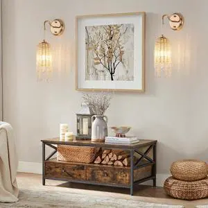 Set Of 2 Gold Frame and Cascading Crystal Bead String Wall Sconces, E12 Bulb Socket, Elegant Hanging Light Fixture for Living Room, Bedroom, Hallway (Bulb Not included) Set Of 2 Gold Frame and Cascading Crystal Bead String Wall Sconces, E12 Bulb Socket, Elegant Hanging Light Fixture for Living Room, Bedroom, Hallway (Bulb Not included)
