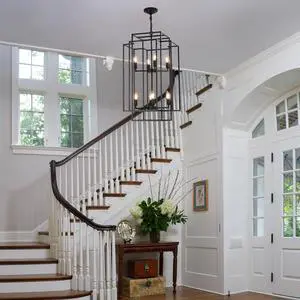 18" Modern 8-Light Black Geometric Pendant Chandelier, industrial Metal Frame, Adjustable Hanging Light for Living Room, Dining Room, Kitchen (No Bulbs) 18" Modern 8-Light Black Geometric Pendant Chandelier, industrial Metal Frame, Adjustable Hanging Light for Living Room, Dining Room, Kitchen (No Bulbs)