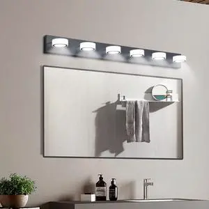 45" Modern 6-Light Led Vanity Light, Sleek Black Bathroom Wall Light Fixture for Mirror, Shower, and Bathroom Decor 45" Modern 6-Light Led Vanity Light, Sleek Black Bathroom Wall Light Fixture for Mirror, Shower, and Bathroom Decor