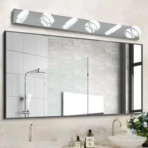 45" Modern 6-Light Led Vanity Light, Sleek Chrome Bathroom Wall Light Fixture for Mirror, Shower, and Bathroom Decor 45" Modern 6-Light Led Vanity Light, Sleek Chrome Bathroom Wall Light Fixture for Mirror, Shower, and Bathroom Decor