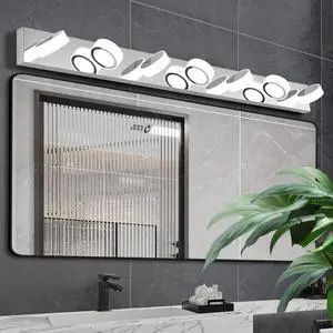 52" Modern 7-Light Led Vanity Light Fixture - Chrome Finish with Acrylic Light Shades - Energy-Efficient Bathroom Wall Sconce - Dimmable for Mirror, Shower, and Bathroom Decor 52" Modern 7-Light Led Vanity Light Fixture - Chrome Finish with Acrylic Light Shades - Energy-Efficient Bathroom Wall Sconce - Dimmable for Mirror, Shower, and Bathroom Decor