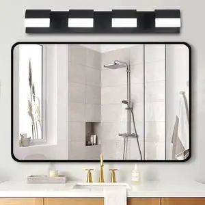 4-Light Acrylic Matte Black Bathroom Vanity Mirror Light for Mirror, Shower, and Bathroom Decor 4-Light Acrylic Matte Black Bathroom Vanity Mirror Light for Mirror, Shower, and Bathroom Decor