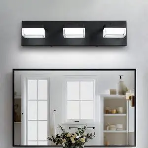 Modern Led Vanity Light for Bathroom Transparent Acrylic Matt Black 3 Light Over Mirror Vanity Light Modern Led Vanity Light for Bathroom Transparent Acrylic Matt Black 3 Light Over Mirror Vanity Light