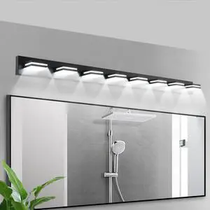 Modern Black Led Vanity Light, 8-Lights Wall Sconce for Bathroom and Mirror, Sleek Minimalist Design, Energy-Efficient, Easy to install Modern Black Led Vanity Light, 8-Lights Wall Sconce for Bathroom and Mirror, Sleek Minimalist Design, Energy-Efficient, Easy to install