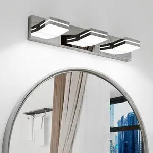 Modern Chrome Led Vanity Light, 3-Lights Wall Sconce for Bathroom and Mirror, Sleek Minimalist Design, Energy-Efficient, Easy to install Modern Chrome Led Vanity Light, 3-Lights Wall Sconce for Bathroom and Mirror, Sleek Minimalist Design, Energy-Efficient, Easy to install