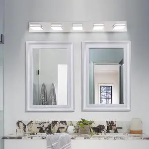 Modern Chrome Led Vanity Light, 5-Lights Wall Sconce for Bathroom and Mirror, Sleek Minimalist Design, Energy-Efficient, Easy to install Modern Chrome Led Vanity Light, 5-Lights Wall Sconce for Bathroom and Mirror, Sleek Minimalist Design, Energy-Efficient, Easy to install