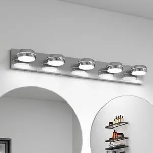 Led Vanity Lights 35in Bathroom Lights Fixtures Over Mirror 5 Light Led Lighting Fixture for Bathroom 18W Mirror Lighting Fixture Modern Bath Light Bar Chrome Bath Led Vanity Lights 35in Bathroom Lights Fixtures Over Mirror 5 Light Led Lighting Fixture for Bathroom 18W Mirror Lighting Fixture Modern Bath Light Bar Chrome Bath