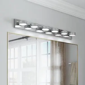 Led Vanity Lights 43in Bathroom Lights Fixtures Over Mirror 6 Light Led Lighting Fixture for Bathroom 18W Mirror Lighting Fixture Modern Bath Light Bar Chrome Bath Led Vanity Lights 43in Bathroom Lights Fixtures Over Mirror 6 Light Led Lighting Fixture for Bathroom 18W Mirror Lighting Fixture Modern Bath Light Bar Chrome Bath