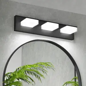Led Modern Bathroom Vanity Light Fixtures (3-Light, 20-inch), Matte Black Modern Acrylic Bathroom Wall Lighting Fixtures Over Mirror (Cool White 6000K) Led Modern Bathroom Vanity Light Fixtures (3-Light, 20-inch), Matte Black Modern Acrylic Bathroom Wall Lighting Fixtures Over Mirror (Cool White 6000K)