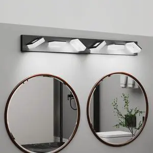 Led Modern Bathroom Vanity Light Fixtures (6-Light, 39-inch), Matte Black Modern Acrylic Bathroom Wall Lighting Fixtures Over Mirror (Cool White 6000K) Led Modern Bathroom Vanity Light Fixtures (6-Light, 39-inch), Matte Black Modern Acrylic Bathroom Wall Lighting Fixtures Over Mirror (Cool White 6000K)