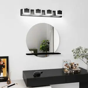 4 Lights Modern Black Vanity Light Up and Down Black Bathroom Lighting Fixtures Led Bathroom Wall Light Over Mirror 6000K 4 Lights Modern Black Vanity Light Up and Down Black Bathroom Lighting Fixtures Led Bathroom Wall Light Over Mirror 6000K