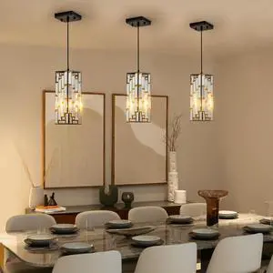 4" Modern Crystal Pendant Light - 3 Pack, Adjustable Hanging Ceiling Lamp with Crystal Prism Design for Dining Room, Kitchen Island, and Living Room -Black Finish 4" Modern Crystal Pendant Light - 3 Pack, Adjustable Hanging Ceiling Lamp with Crystal Prism Design for Dining Room, Kitchen Island, and Living Room -Black Finish