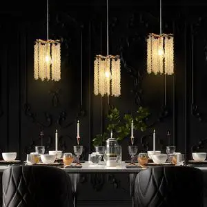 Luxury 3-Pack Crystal Pendant Lights, Elegant Golden Finish Chandelier with Waterfall Bead Design (No Bulbs) Luxury 3-Pack Crystal Pendant Lights, Elegant Golden Finish Chandelier with Waterfall Bead Design (No Bulbs)