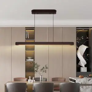 39-inch Walnut Wood Modern Led Pendant Light, Adjustable Hanging Light for Dining Room, Kitchen, Living Room Sleek Walnut Color Finish 39-inch Walnut Wood Modern Led Pendant Light, Adjustable Hanging Light for Dining Room, Kitchen, Living Room Sleek Walnut Color Finish