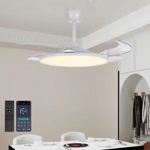 Retractable Ceiling Fans with Lights,42 inch Ceiling Fan with Light and Remote Control,Flush Mount,Dc Reversible,3Cct,Low Noise,White Ceiling Fan for Bedroom,Living Room,Kitchen,indoor Retractable Ceiling Fans with Lights,42 inch Ceiling Fan with Light and Remote Control,Flush Mount,Dc Reversible,3Cct,Low Noise,White Ceiling Fan for Bedroom,Living Room,Kitchen,indoor