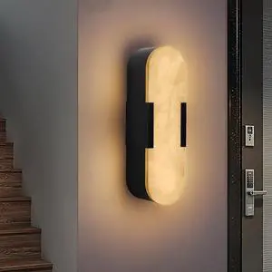 13.8" Natural Marble Wall Sconce, Black Sconces Set Of Two, indoor Modern Bathroom Sconces Wall Lighting for Living Room, Bedroom, Hallway, Stairs 13.8" Natural Marble Wall Sconce, Black Sconces Set Of Two, indoor Modern Bathroom Sconces Wall Lighting for Living Room, Bedroom, Hallway, Stairs