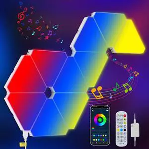 Triangular Led Lights, 10 Rgb Wall Panels, Modular intelligent Light Panel with App, Remote and Music Synchronization, Honeycomb Light Wall in Game Room, Bedroom Decoration Triangular Led Lights, 10 Rgb Wall Panels, Modular intelligent Light Panel with App, Remote and Music Synchronization, Honeycomb Light Wall in Game Room, Bedroom Decoration