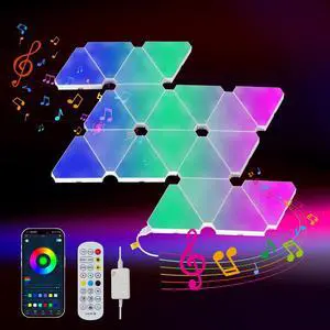 20-Pack Triangular Light Panels Smart Rgb Led Wall Lights with App & Remote Music Sync Gaming Lights for Gamers, Game Room Decor, Gaming Equipment, Living Room, Bedroom, Kids & Adults 20-Pack Triangular Light Panels Smart Rgb Led Wall Lights with App & Remote Music Sync Gaming Lights for Gamers, Game Room Decor, Gaming Equipment, Living Room, Bedroom, Kids & Adults