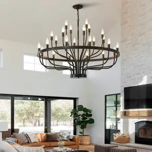 industrial Black Chandelier Rustic Vintage 24-Lights Candle Style Chandeliers Light Fixture Large Retro Black Chandelier for Dining Room, Kitchen Island, Living Room, E12 industrial Black Chandelier Rustic Vintage 24-Lights Candle Style Chandeliers Light Fixture Large Retro Black Chandelier for Dining Room, Kitchen Island, Living Room, E12