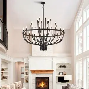 industrial Black Chandelier Rustic Vintage 33-Lights Candle Style Chandeliers Light Fixture Large Retro Black Chandelier for Dining Room, Kitchen Island, Living Room, E12 industrial Black Chandelier Rustic Vintage 33-Lights Candle Style Chandeliers Light Fixture Large Retro Black Chandelier for Dining Room, Kitchen Island, Living Room, E12