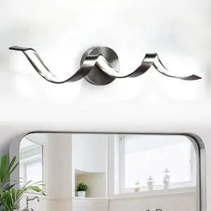 Modern Led Bathroom Vanity Lights, 24inch Dimmable Black Bathroom Lighting Fixture Over Mirror 15W Spiral Design Led Wall Light Fixtures--Sn Modern Led Bathroom Vanity Lights, 24inch Dimmable Black Bathroom Lighting Fixture Over Mirror 15W Spiral Design Led Wall Light Fixtures--Sn