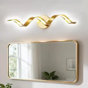 Gold Bathroom Light Fixtures, 24 inch Spiral Design Modern Led Bathroom Vanity Lights Over Mirror, Wall Light Fixtures for Living Room --Gold Gold Bathroom Light Fixtures, 24 inch Spiral Design Modern Led Bathroom Vanity Lights Over Mirror, Wall Light Fixtures for Living Room --Gold