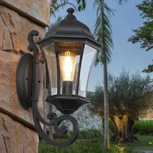 1-Pack Vintage Wall-Mounted Outdoor Lantern Light Elegant Black Metal Sconce for Porch, Patio, and Garden Lighting (Bulb Not included) 1-Pack Vintage Wall-Mounted Outdoor Lantern Light Elegant Black Metal Sconce for Porch, Patio, and Garden Lighting (Bulb Not included)