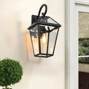 21"(H) 1-Pack Outdoor Wall Lantern Light Modern Black Metal & Clear Glass Sconce for Porch, Patio, and Garden Lighting (Bulb Not included) 21"(H) 1-Pack Outdoor Wall Lantern Light Modern Black Metal & Clear Glass Sconce for Porch, Patio, and Garden Lighting (Bulb Not included)