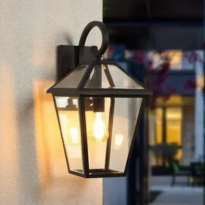 10" 2Pcs Outdoor Wall Lanterns, Black Finish Weatherproof Wall Sconce with Clear Glass Panels, Vintage Exterior Light Fixtures for Porch, Patio, Garage, and Entryway (Bulb Not included) 10" 2Pcs Outdoor Wall Lanterns, Black Finish Weatherproof Wall Sconce with Clear Glass Panels, Vintage Exterior Light Fixtures for Porch, Patio, Garage, and Entryway (Bulb Not included)