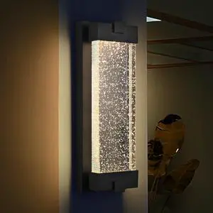 19"(H) Black Aluminum Finish Outdoor Wall Light with Bubble Crystal Glass, Led Light Source, 3000K Warm Light, Weatherproof Exterior Sconce for Patio, Porch, Or Garage (1-Pack) 19"(H) Black Aluminum Finish Outdoor Wall Light with Bubble Crystal Glass, Led Light Source, 3000K Warm Light, Weatherproof Exterior Sconce for Patio, Porch, Or Garage (1-Pack)