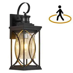 Motion Sensor Outdoor Lights Wall Mount, Dusk to Dawn Exterior Light Fixture, Anti-Rust Waterproof Outside Porch Lights with Glass & E26 Socket Wall Sconce for House Garage Patio Doorway, Black Motion Sensor Outdoor Lights Wall Mount, Dusk to Dawn Exterior Light Fixture, Anti-Rust Waterproof Outside Porch Lights with Glass & E26 Socket Wall Sconce for House Garage Patio Doorway, Black