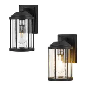 Outdoor Wall Sconces 2 Pack, Exterior Light Lantern Fixtures, Porch Light Lamps Outdoor Wall Mounted in Black Finish with Seeded Glass for House, Garage, Patio, Yard, Garden Outdoor Wall Sconces 2 Pack, Exterior Light Lantern Fixtures, Porch Light Lamps Outdoor Wall Mounted in Black Finish with Seeded Glass for House, Garage, Patio, Yard, Garden