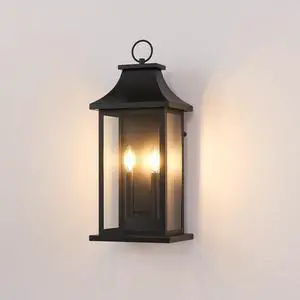 Dusk to Dawn Outdoor Wall Lantern 2-Light, 22.2" Large Outside Wall Sconce, Modern Black Wall Light Fixture with Glass, Waterproof Exterior Lamp for House, Porch, Garage Dusk to Dawn Outdoor Wall Lantern 2-Light, 22.2" Large Outside Wall Sconce, Modern Black Wall Light Fixture with Glass, Waterproof Exterior Lamp for House, Porch, Garage