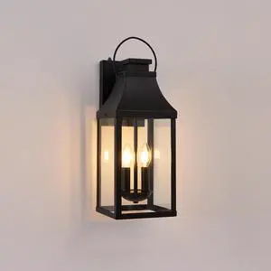 20'' Dusk to Dawn Outdoor Wall Light, Large Black Outdoor Porch Light Waterproof Patio Lanterns, Exterior Wall Mount Lighting Fixtures, 2-Light Outside Garage Sconces for House Front, 1-Pack 20'' Dusk to Dawn Outdoor Wall Light, Large Black Outdoor Porch Light Waterproof Patio Lanterns, Exterior Wall Mount Lighting Fixtures, 2-Light Outside Garage Sconces for House Front, 1-Pack