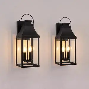 Dusk to Dawn Outdoor Lighting Fixture, 20'' Large Porch Lights Outdoor Sconce Lights, 2-Light Black Exterior Lights for House Waterproof Outside Patio Lanterns for House Garage, 2-Pack Dusk to Dawn Outdoor Lighting Fixture, 20'' Large Porch Lights Outdoor Sconce Lights, 2-Light Black Exterior Lights for House Waterproof Outside Patio Lanterns for House Garage, 2-Pack