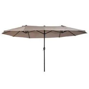 Extra Large 15Ft Patio Umbrella, Double-Sided Outdoor Umbrella with Crank Handle and Air Vents for Backyard, Deck, Pool, Market, Tan Extra Large 15Ft Patio Umbrella, Double-Sided Outdoor Umbrella with Crank Handle and Air Vents for Backyard, Deck, Pool, Market, Tan