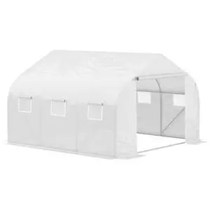 11.5' x 10' x 6.5' Outdoor Walk-in Greenhouse, Tunnel Green House with Roll-Up Windows, Zippered Door, Pe Cover, Heavy Duty Steel Frame, White 11.5' x 10' x 6.5' Outdoor Walk-in Greenhouse, Tunnel Green House with Roll-Up Windows, Zippered Door, Pe Cover, Heavy Duty Steel Frame, White