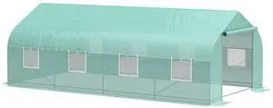 20' x 10' x 7' Outdoor Walk-in Greenhouse, Tunnel Green House with Roll-Up Windows, Zippered Door, Pe Cover, Heavy Duty Steel Frame, Green 20' x 10' x 7' Outdoor Walk-in Greenhouse, Tunnel Green House with Roll-Up Windows, Zippered Door, Pe Cover, Heavy Duty Steel Frame, Green