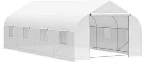 20' x 10' x 7' Outdoor Walk-in Greenhouse, Tunnel Green House with Roll-Up Windows, Zippered Door, Pe Cover, Heavy Duty Steel Frame, White 20' x 10' x 7' Outdoor Walk-in Greenhouse, Tunnel Green House with Roll-Up Windows, Zippered Door, Pe Cover, Heavy Duty Steel Frame, White