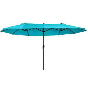 Extra Large 15Ft Patio Umbrella, Double-Sided Outdoor Umbrella with Crank Handle and Air Vents for Backyard, Deck, Pool, Market, Blue Extra Large 15Ft Patio Umbrella, Double-Sided Outdoor Umbrella with Crank Handle and Air Vents for Backyard, Deck, Pool, Market, Blue