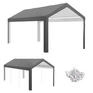 10' x 20' Carport Replacement top Canopy Cover, Uv and Water Resistant Portable Garage Shelter Cover with Ball Bungee Cords, Dark Gray, only Cover 10' x 20' Carport Replacement top Canopy Cover, Uv and Water Resistant Portable Garage Shelter Cover with Ball Bungee Cords, Dark Gray, only Cover