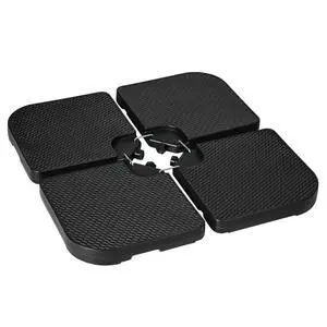 Hdpe Material Patio Umbrella Base Weights Sand Filled Up to 175 Lb. for Any Offset Umbrella Base | 4-Piece, Water Or Sand Filled, All-Weather, Black (Square) Hdpe Material Patio Umbrella Base Weights Sand Filled Up to 175 Lb. for Any Offset Umbrella Base | 4-Piece, Water Or Sand Filled, All-Weather, Black (Square)