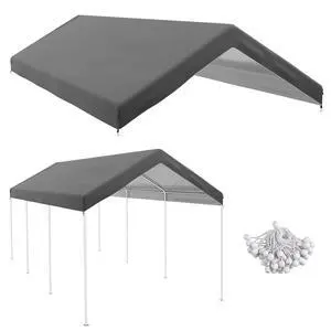 10' x 20' Carport Replacement top Canopy Cover, Waterproof and Uv Protected Garage Car Port Cover with Ball Bungee Cords, Beige, (only Cover) 10' x 20' Carport Replacement top Canopy Cover, Waterproof and Uv Protected Garage Car Port Cover with Ball Bungee Cords, Beige, (only Cover)