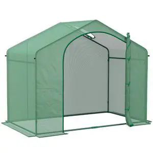 6' x 3' x 5' Portable Walk-in Greenhouse, Pe Cover, Steel Frame Garden Hot House, Zipper Door, top Vent for Flowers, Vegetables, Saplings, Tropical Plants, Green 6' x 3' x 5' Portable Walk-in Greenhouse, Pe Cover, Steel Frame Garden Hot House, Zipper Door, top Vent for Flowers, Vegetables, Saplings, Tropical Plants, Green