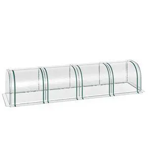 Mini Greenhouse, Portable 13' L x 3' W x 2.5' H Tunnels, 4 Roll-Up Zip Doors, Uv Waterproof Pvc Cover, Steel Frame, Green Mini Greenhouse, Portable 13' L x 3' W x 2.5' H Tunnels, 4 Roll-Up Zip Doors, Uv Waterproof Pvc Cover, Steel Frame, Green