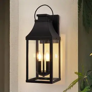 20'' Outdoor Wall Light, Porch Light Outdoor Wall Sconce Lantern, 2-Light Modern Black Exterior Lighting Fixture Wall Mount, Outside Light for House Garage, 1-Pack 20'' Outdoor Wall Light, Porch Light Outdoor Wall Sconce Lantern, 2-Light Modern Black Exterior Lighting Fixture Wall Mount, Outside Light for House Garage, 1-Pack