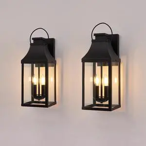 20'' Outdoor Wall Light,2-Pack Porch Light Outdoor Wall Sconce Lantern, 2-Light Modern Black Exterior Lighting Fixture Wall Mount, Outside Light for House Garage 20'' Outdoor Wall Light,2-Pack Porch Light Outdoor Wall Sconce Lantern, 2-Light Modern Black Exterior Lighting Fixture Wall Mount, Outside Light for House Garage