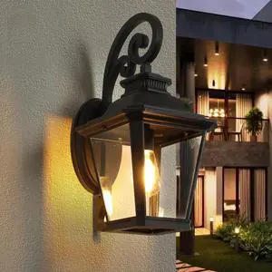 14" Outdoor Wall Lanterns 2-Pack, Black Waterproof Wall Sconce with Clear Glass Panels, Vintage Exterior Light Fixture for Porch, Patio, Garden, and Doorway (Bulb Not included) 14" Outdoor Wall Lanterns 2-Pack, Black Waterproof Wall Sconce with Clear Glass Panels, Vintage Exterior Light Fixture for Porch, Patio, Garden, and Doorway (Bulb Not included)