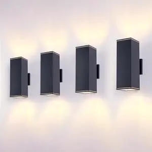 12in Outdoor Wall Lights 4 Packs,Modern Square Outdoor Porch Light,Square Cylinder Up Down Lights Aluminum Waterproof Wall Lighting Exterior Light for Porch Patio Garage(No Bulb) 12in Outdoor Wall Lights 4 Packs,Modern Square Outdoor Porch Light,Square Cylinder Up Down Lights Aluminum Waterproof Wall Lighting Exterior Light for Porch Patio Garage(No Bulb)